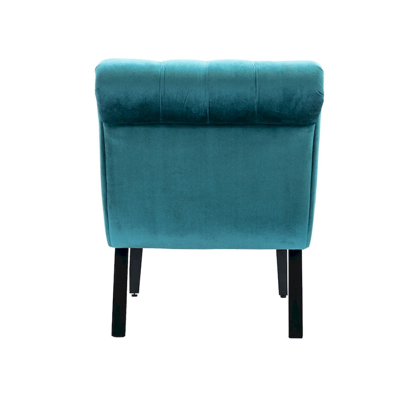 Velvet Armless Accent Chair with Wooden Legs and Thick Cushioned Seat-7