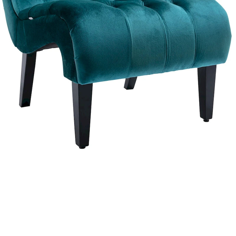 Velvet Armless Accent Chair with Wooden Legs and Thick Cushioned Seat-10