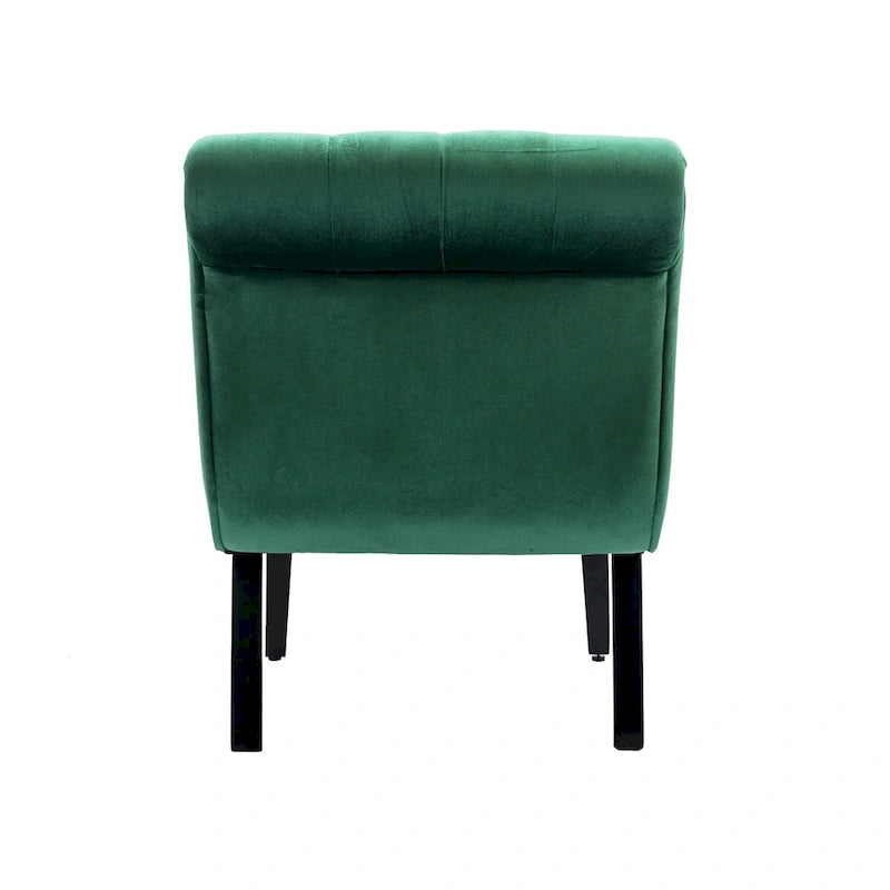 Velvet Armless Accent Chair with Wooden Legs and Thick Cushioned Seat-18