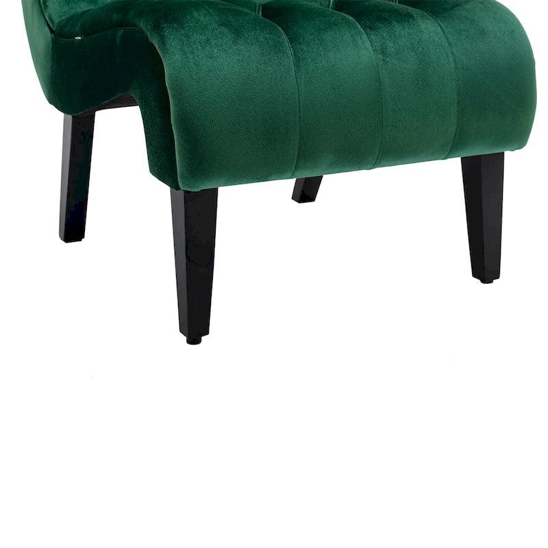 Velvet Armless Accent Chair with Wooden Legs and Thick Cushioned Seat-22
