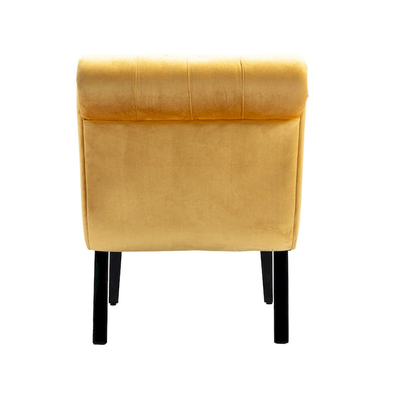 Velvet Armless Accent Chair with Wooden Legs and Thick Cushioned Seat-30