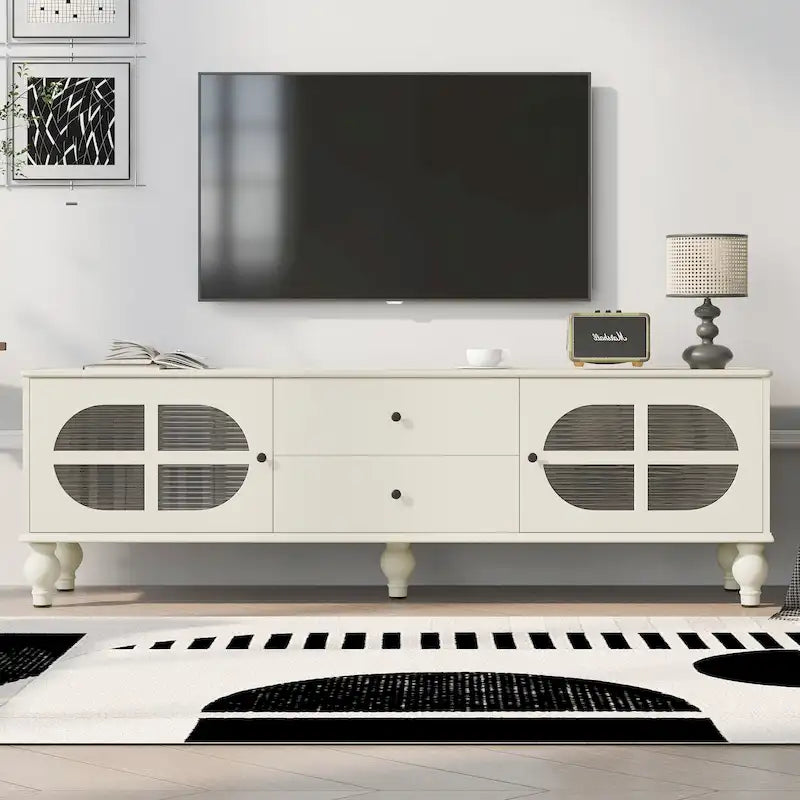 68.9 Modern TV Stand for TVs up to 75 Inches, Entertainment Center with Fluted Glass Doors for Living Room-12