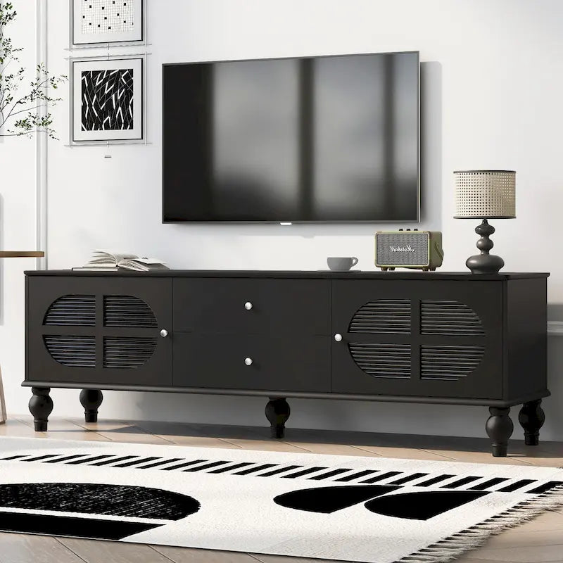 68.9 Modern TV Stand for TVs up to 75 Inches, Entertainment Center with Fluted Glass Doors for Living Room-7