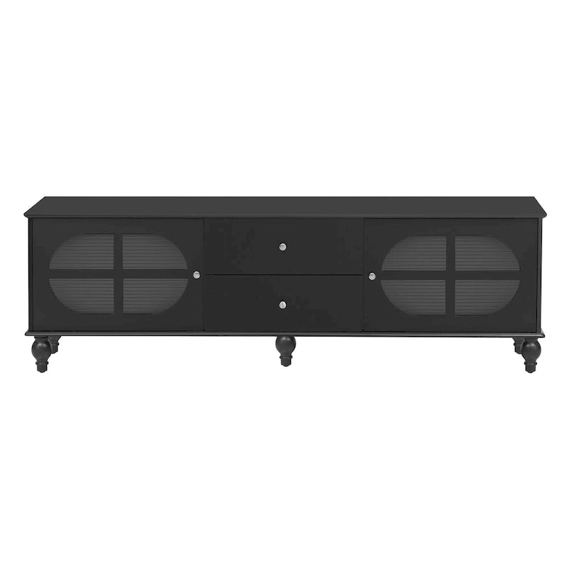 68.9 Modern TV Stand for TVs up to 75 Inches, Entertainment Center with Fluted Glass Doors for Living Room-9