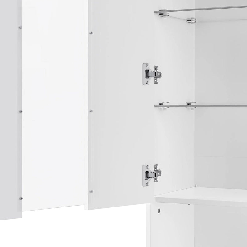 High Gloss Storage Cabinet with LED Lights,67 Tall Cabinet with Acrylic Door,with Open Countertop and Tempered Glass Shelves-13