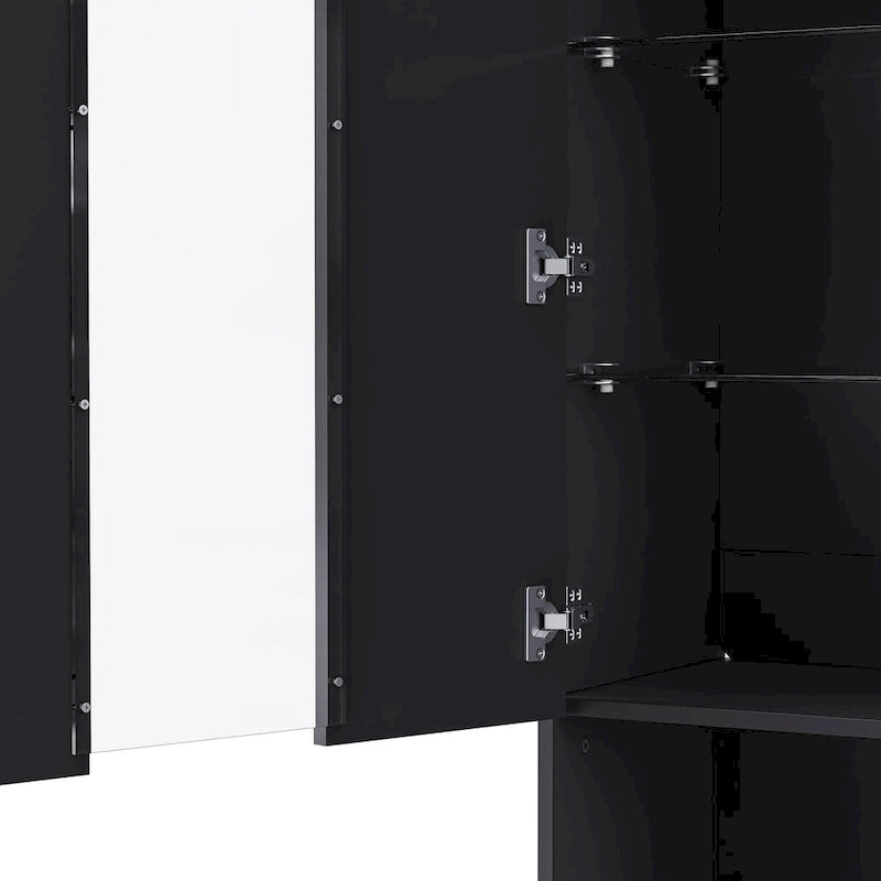 High Gloss Storage Cabinet with LED Lights,67 Tall Cabinet with Acrylic Door,with Open Countertop and Tempered Glass Shelves-28