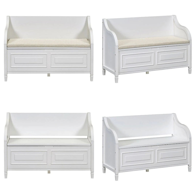 Farmhouse Solid Wood Multi-Purpose Upholstered Storage Bench-12