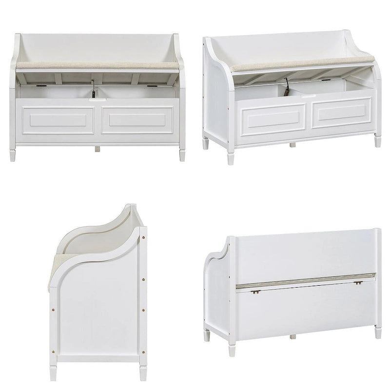 Farmhouse Solid Wood Multi-Purpose Upholstered Storage Bench-13