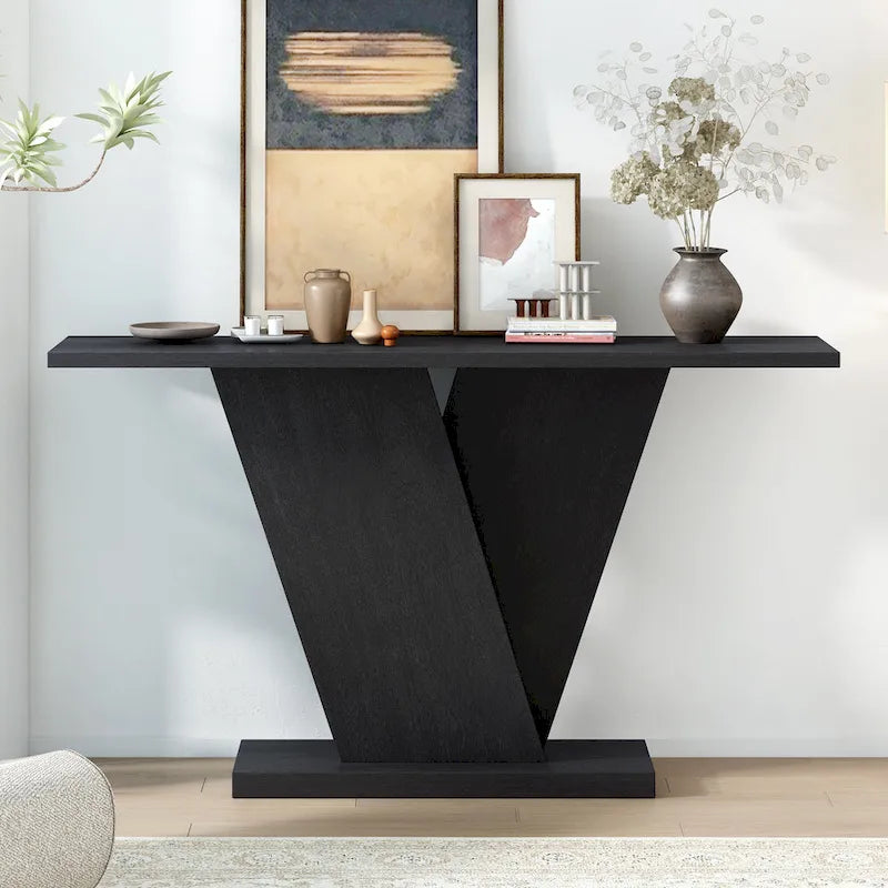 Christopher Knight Home - Mirod Elegant Console Table with Natural Wood Veneer and Sturdy V-Base Design