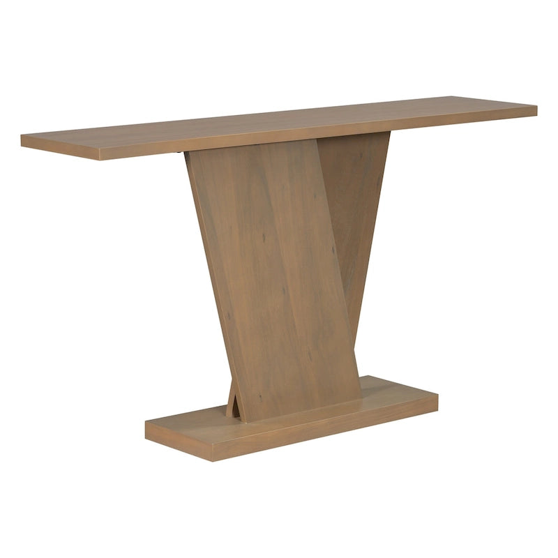 Christopher Knight Home - Mirod Elegant Console Table with Natural Wood Veneer and Sturdy V-Base Design-14