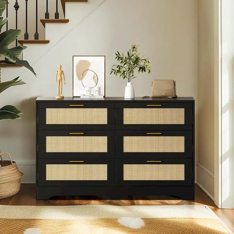 6 Drawers Rattan Dresser-9