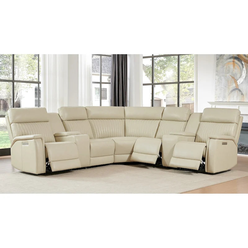 Genuine Leather Power Recliner Sectional Sofa with Ajustable Headrest, Power Lumbar, USB&USB-C Port-18