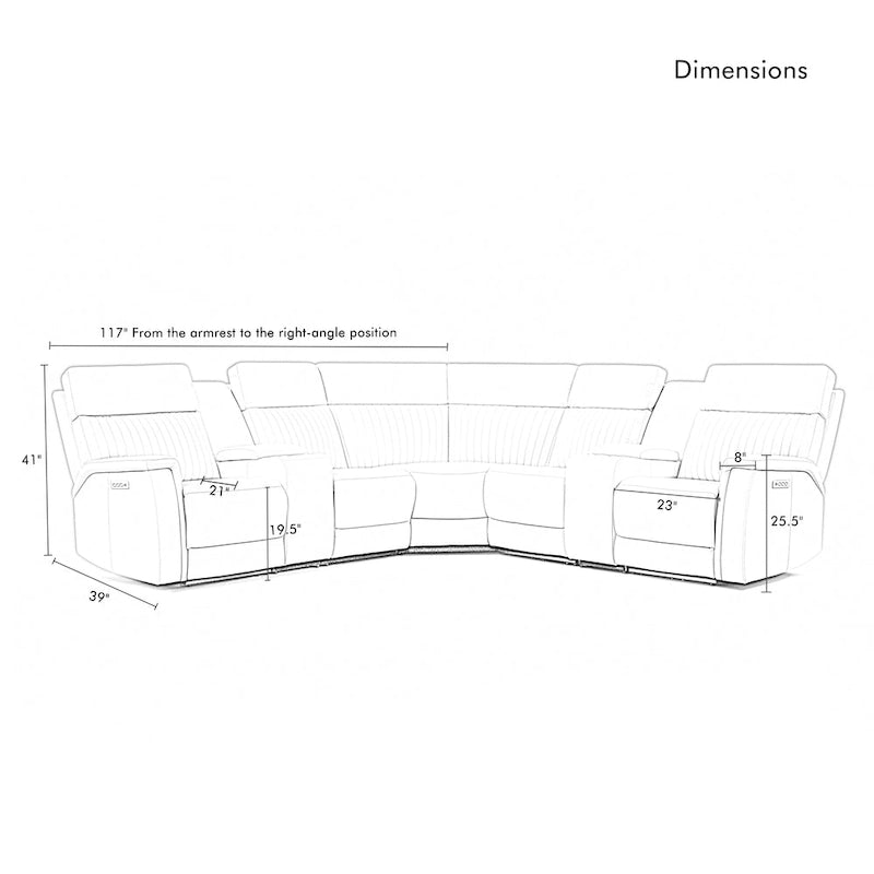 Genuine Leather Power Recliner Sectional Sofa with Ajustable Headrest, Power Lumbar, USB&USB-C Port-7