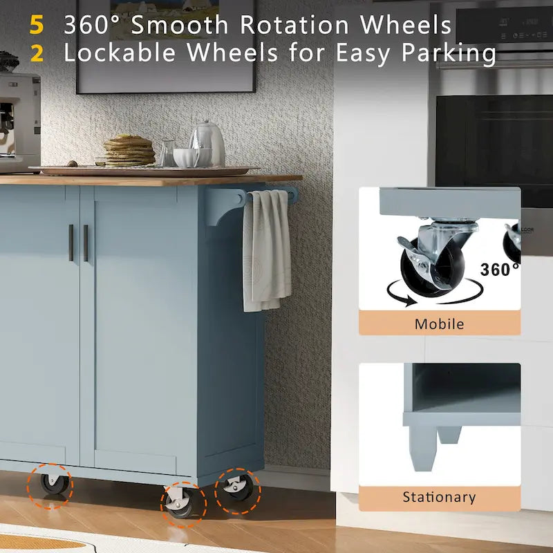 Rolling Kitchen Island w/ Foldable Counter Top,Towel Rack and Drawer-12