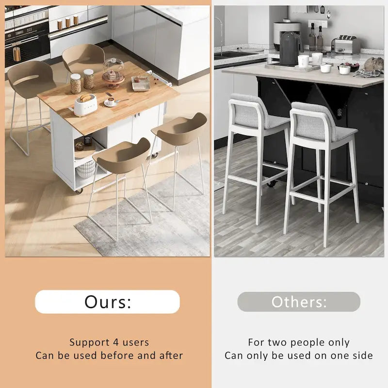 Rolling Kitchen Island w/ Foldable Counter Top,Towel Rack and Drawer-25