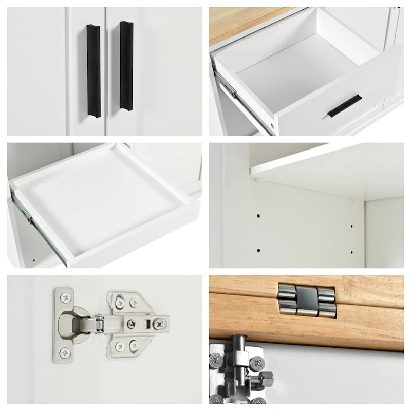 Rolling Kitchen Island w/ Foldable Counter Top,Towel Rack and Drawer-28