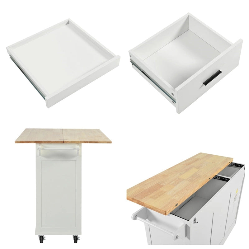 Rolling Kitchen Island w/ Foldable Counter Top,Towel Rack and Drawer-29