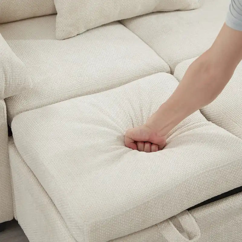 97 Chenille L-Shaped Sleeper Sectional Sofa with Storage Ottoman-13