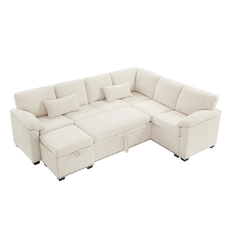 97 Chenille L-Shaped Sleeper Sectional Sofa with Storage Ottoman-18