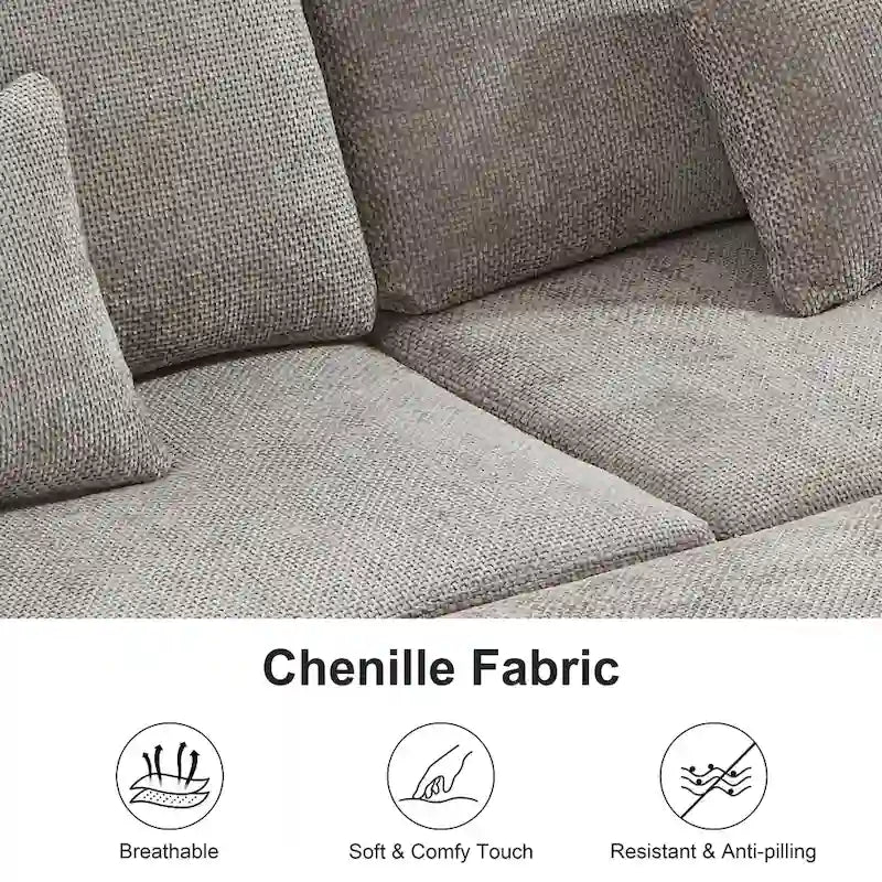 97 Chenille L-Shaped Sleeper Sectional Sofa with Storage Ottoman-29