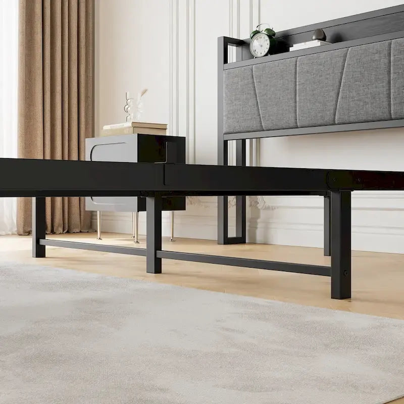 Queen Platform Bed with Storage Headboard & USB Ports-10