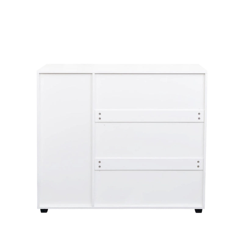 Free Standing Shoe Rack Adjustable Storage Organizer 4 Tier Shoe Rack Shelves, Shoe Cabinet with Louvered Doors-4