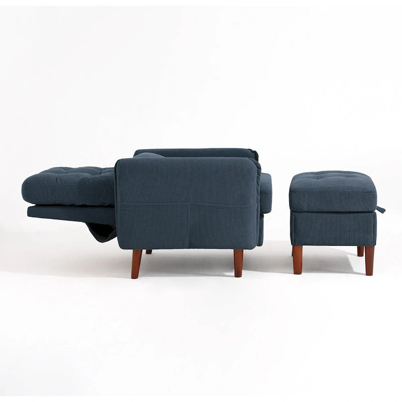 Adjustable Backrest Upholstered Accent Chair with Storage Ottoman Set-22