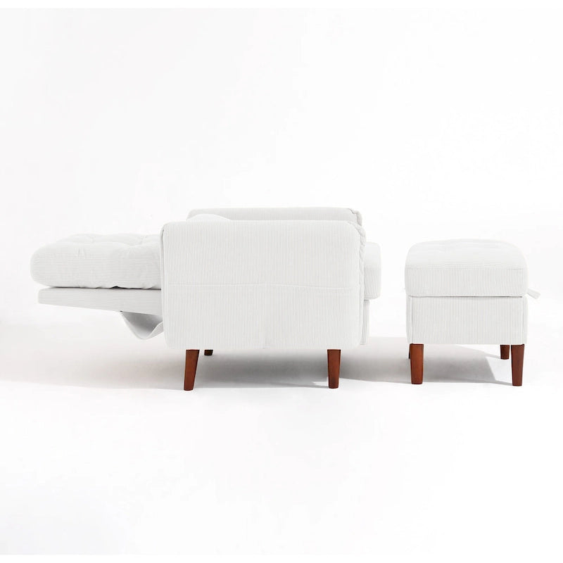 Adjustable Backrest Upholstered Accent Chair with Storage Ottoman Set-30