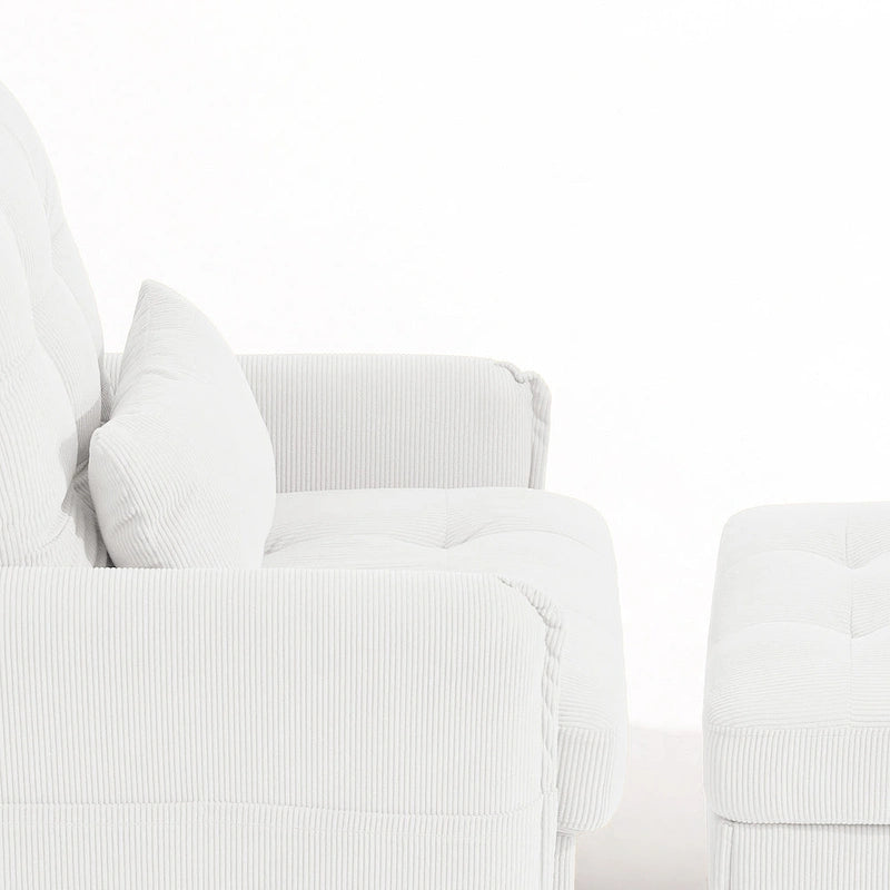 Adjustable Backrest Upholstered Accent Chair with Storage Ottoman Set-32