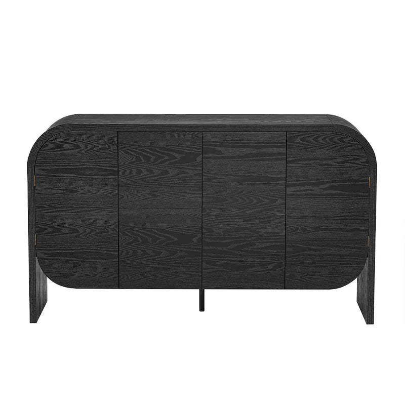 4 Doors Wood Sideboard Credenza Cabinet with Curvy Edge & Adjustable Shelves-13