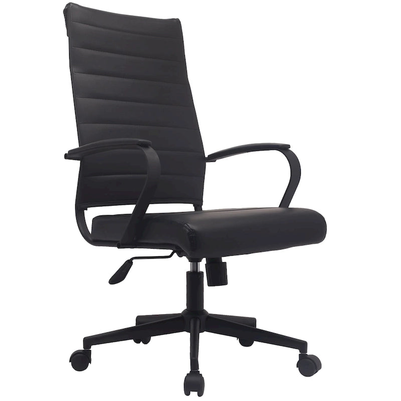 Modern High Back Office Chair Ribbed PU Leather Manager Tilt Conference Room Computer Desk Boss Task Executive Boss-40