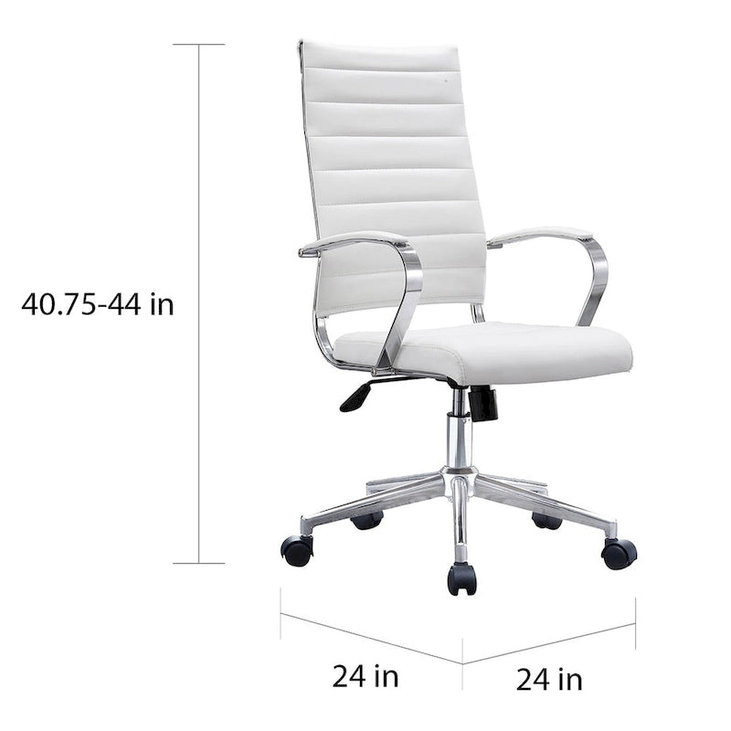 Modern High Back Office Chair Ribbed PU Leather Manager Tilt Conference Room Computer Desk Boss Task Executive Boss-3