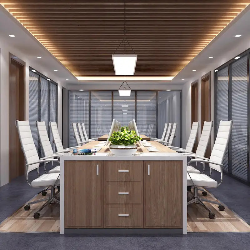 Modern High Back Office Chair Ribbed PU Leather Manager Tilt Conference Room Computer Desk Boss Task Executive Boss-7