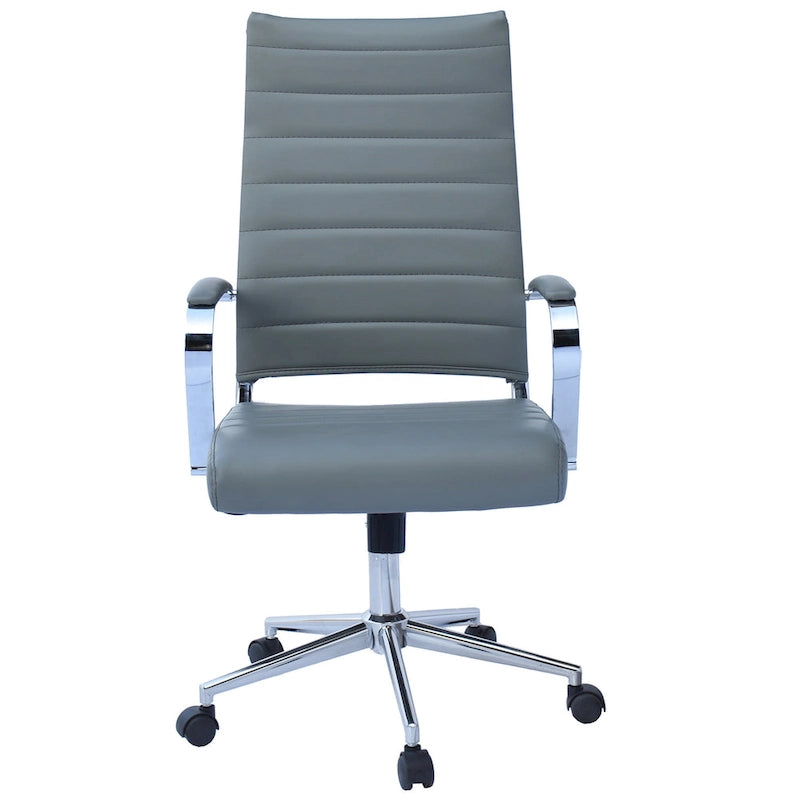 Modern High Back Office Chair Ribbed PU Leather Manager Tilt Conference Room Computer Desk Boss Task Executive Boss-14