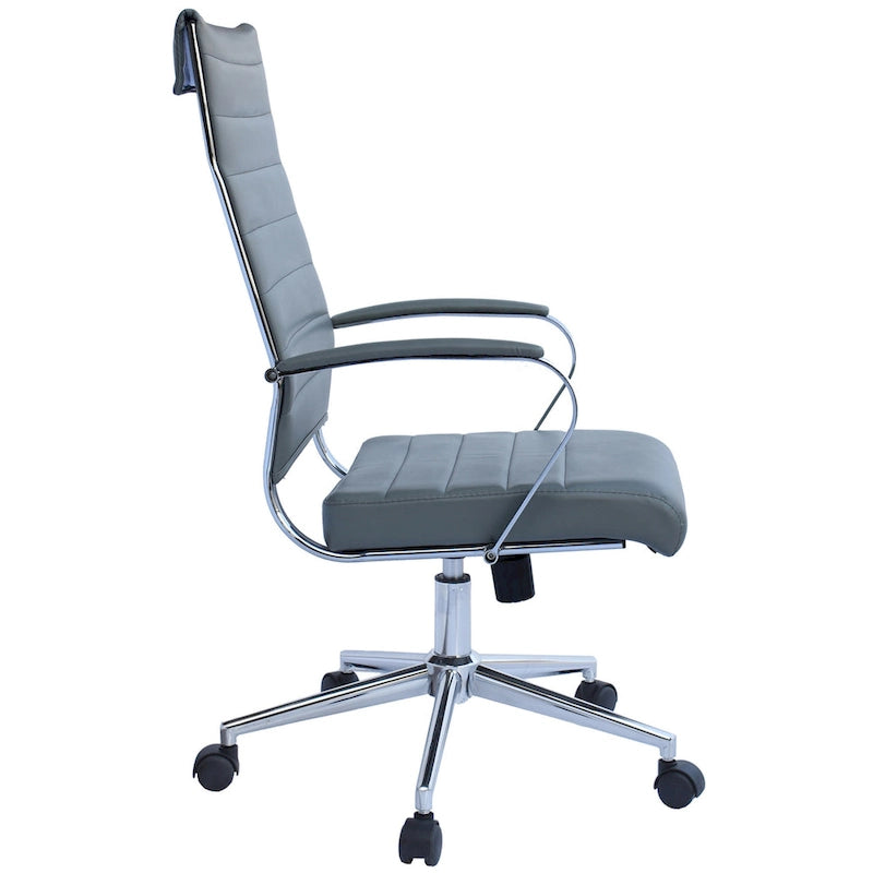 Modern High Back Office Chair Ribbed PU Leather Manager Tilt Conference Room Computer Desk Boss Task Executive Boss-15