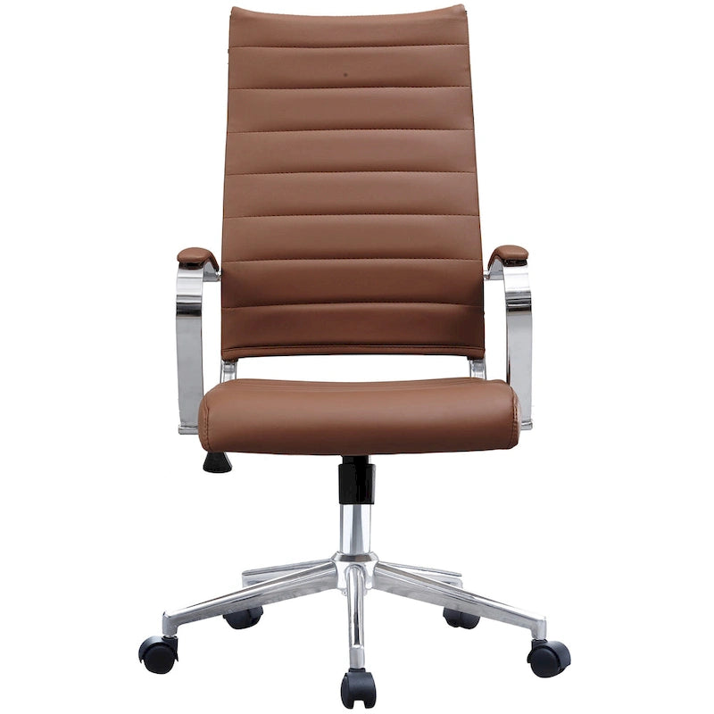 Modern High Back Office Chair Ribbed PU Leather Manager Tilt Conference Room Computer Desk Boss Task Executive Boss-18