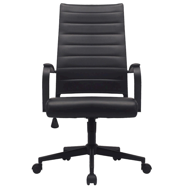Modern High Back Office Chair Ribbed PU Leather Manager Tilt Conference Room Computer Desk Boss Task Executive Boss-21