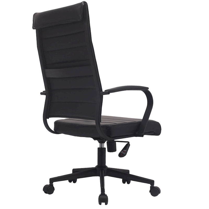 Modern High Back Office Chair Ribbed PU Leather Manager Tilt Conference Room Computer Desk Boss Task Executive Boss-22