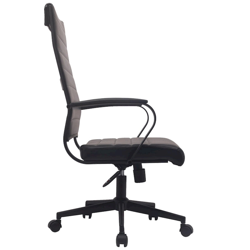 Modern High Back Office Chair Ribbed PU Leather Manager Tilt Conference Room Computer Desk Boss Task Executive Boss-23