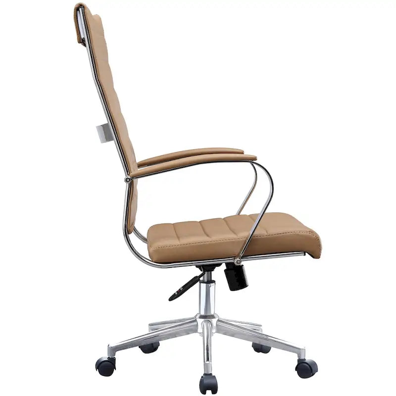 Modern High Back Office Chair Ribbed PU Leather Manager Tilt Conference Room Computer Desk Boss Task Executive Boss-27