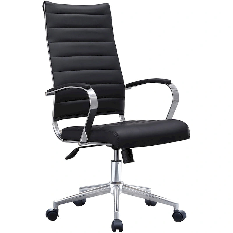 Modern High Back Office Chair Ribbed PU Leather Manager Tilt Conference Room Computer Desk Boss Task Executive Boss-28