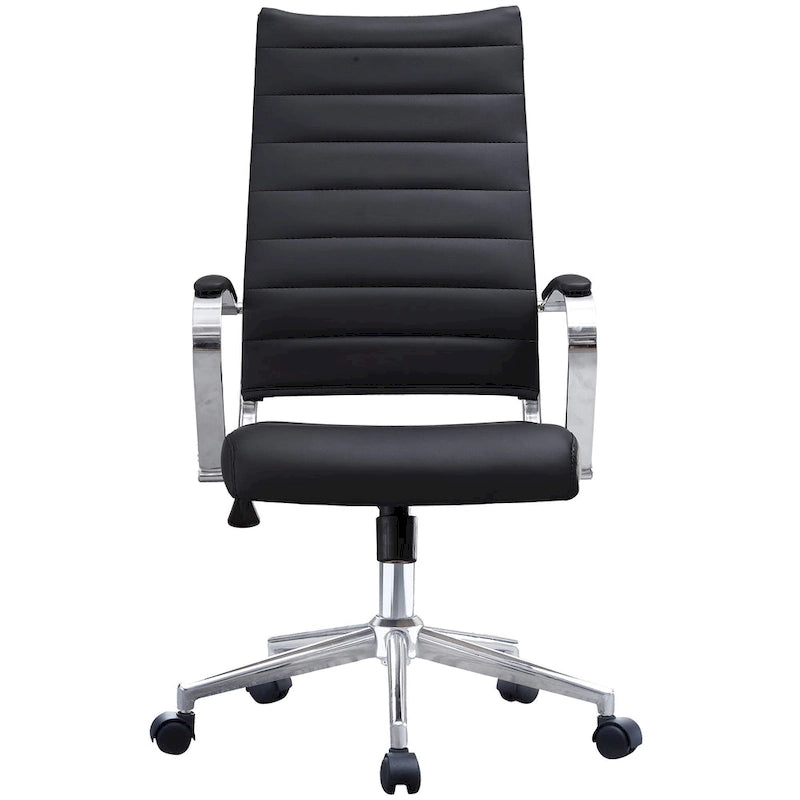 Modern High Back Office Chair Ribbed PU Leather Manager Tilt Conference Room Computer Desk Boss Task Executive Boss-29