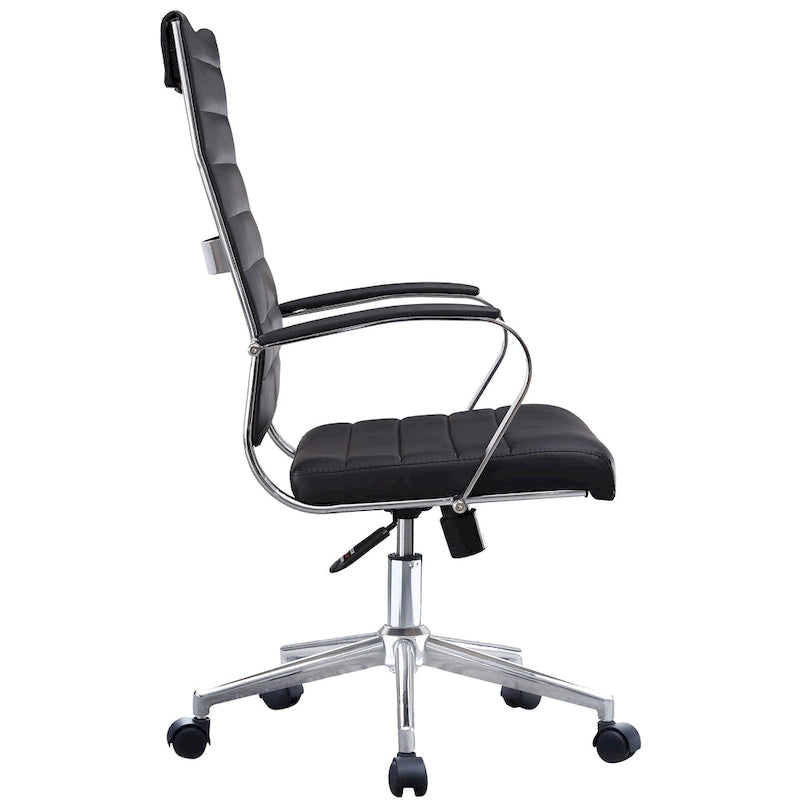 Modern High Back Office Chair Ribbed PU Leather Manager Tilt Conference Room Computer Desk Boss Task Executive Boss-30