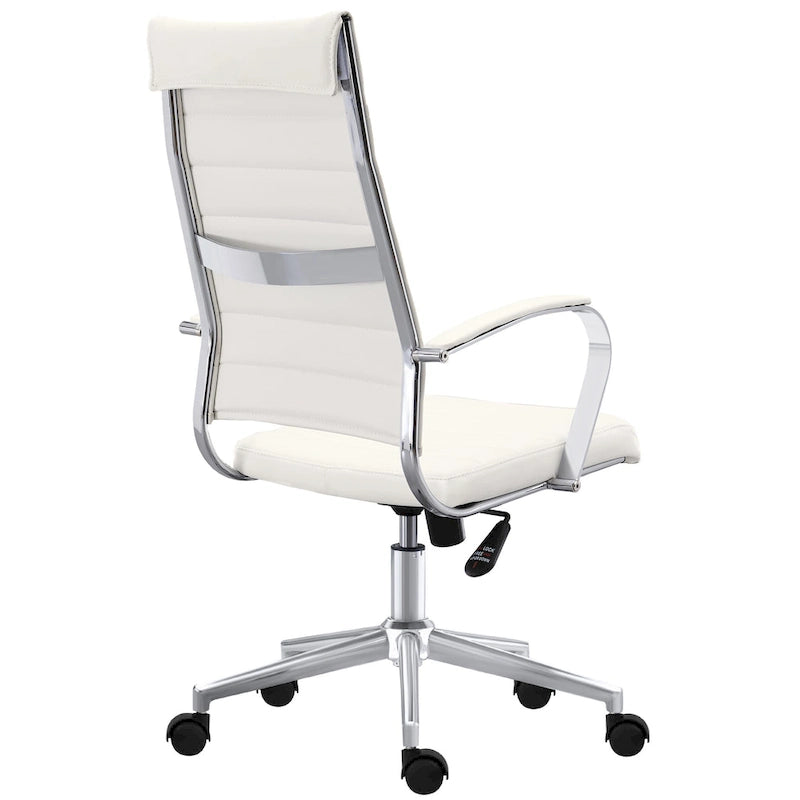 Modern High Back Office Chair Ribbed PU Leather Manager Tilt Conference Room Computer Desk Boss Task Executive Boss-33
