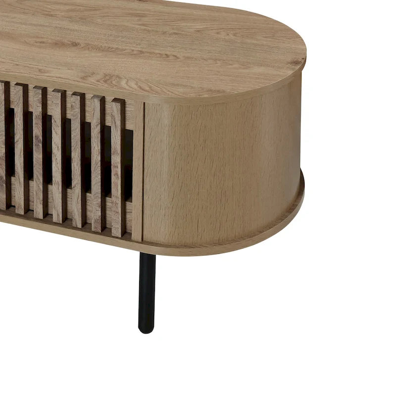 Brandon TV Stand Media Console, Shelf 2 Cabinets, Beige Wood, 71 Inch-4