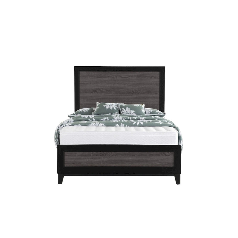 HomeRoots Black And Gray Inlaid Panels Queen Bed Frame-2