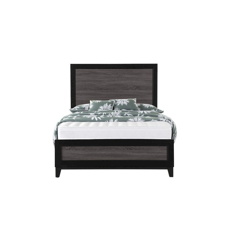 HomeRoots Black And Gray Inlaid Panels Queen Bed Frame-3