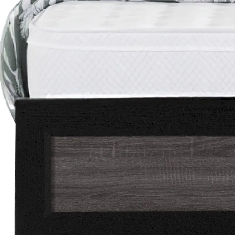 HomeRoots Black And Gray Inlaid Panels Queen Bed Frame-5