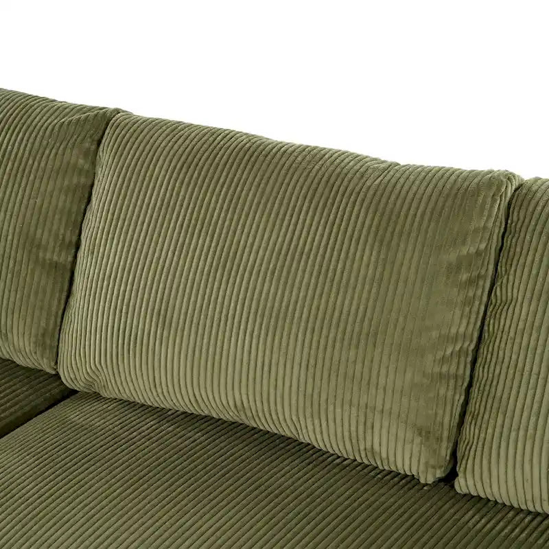 111-Inch Large Corduroy L Shape Sectional Sofa with Built-in Cup Holders & Charging Ports-14
