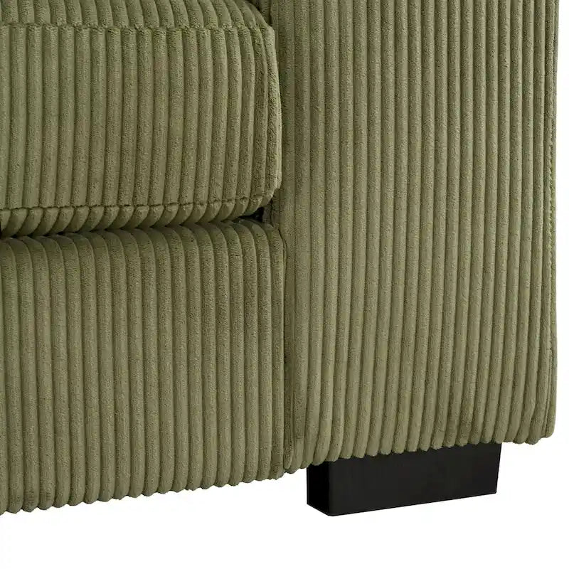 111-Inch Large Corduroy L Shape Sectional Sofa with Built-in Cup Holders & Charging Ports-15